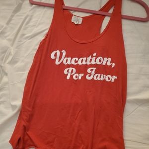 PST Red Medium "Vacation Por Favor" Tank